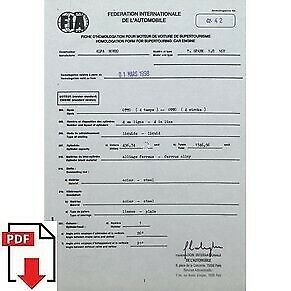 1998 Alfa Romeo T.Spark 1.8 16v FIA homologation form PDF download
